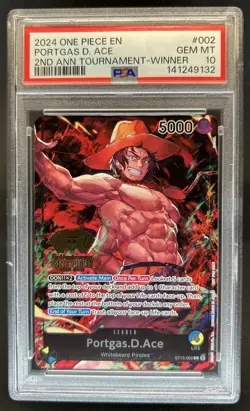 2024 One Piece 2nd Anniversary Tournament Winner Portgas D Ace #ST13-002 PSA 10 - Image 1