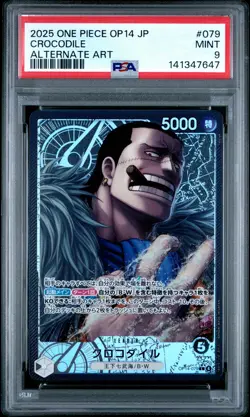 2025 ONE PIECE JPN OP14-THE AZURE SEA'S SEVEN ALTERNATE ART #079 CROCODILE PSA 9 - Image 1