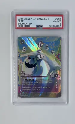 2024 Disney Lorcana Shimmering Skies #209 Olaf Happy Passenger Enchanted PSA 8 - Image 1