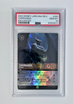 2024 Disney Lorcana EN3 CHERNABOG Evildoer 205/204 ENCHANTED PSA 10 GEM MINT - Image 1