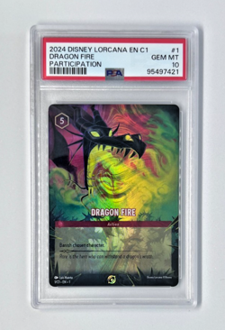 2024 DISNEY LORCANA EN C1-LORCANA CHALLENGE PROMO #1 DRAGON FIRE PSA 10 - Image 1