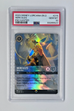 Disney Lorcana Hercules Divine Hero Rise of Floodborn Enchanted #215 PSA 10 GEM - Image 1