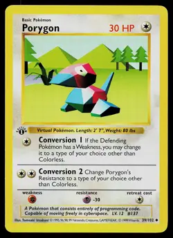Pokemon Card - Porygon 1st Edition Base Set Shadowless 39/102 - Image 1