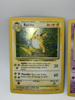 Pokemon Cards Base Set Lot Of 2 Holographic Raichu And Mewtwo HP Vintage - Image 2