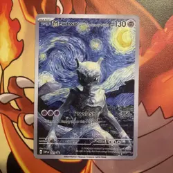 Mewtwo with The Starry Night Van Gogh Collectible Fan Art Card Gift promo - Image 1