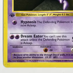 Pokemon Cards: Base Set 1st Edition Uncommon: Haunter 29/102 - Image 4