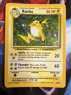 Pokemon TCG Raichu Base Set Holo Rare Card 14/102 - Image 1