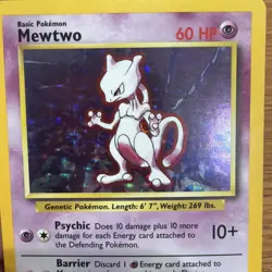 Mewtwo Base Set 10/102 - Unlimited Holo Rare Card - Pokemon Card TCG - LP - Image 3