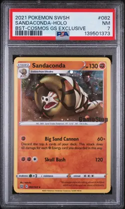 2021 POKEMON SWORD & SHIELD BATTLE STYLES #082 SANDACONDA-HOLO PSA 7 - Image 1
