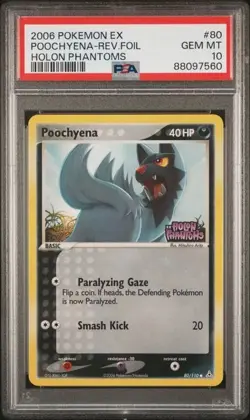 POKEMON POOCHYENA 2006 EX HOLON PHANTOMS STAMPED #80 REV.FOIL PSA 10 - Image 1