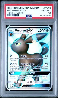 2019 POKEMON SUN & MOON HIDDEN FATES #SV69 FA/UMBREON GX HIDDEN FATES - Image 1