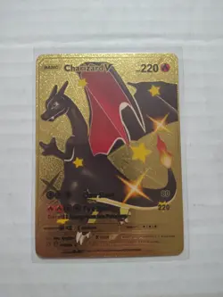Gold Metal Charizard V HP220 Gold Metal Pokemon Card-Collectible Gift Display！ - Image 1