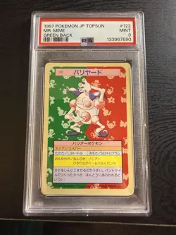 1997 POKEMON JPN TOPSUN GREEN BACK #122 MR. MIME PSA 9 - Image 1