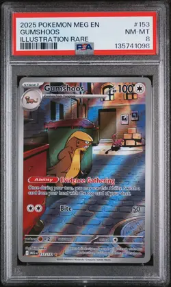 2025 POKEMON MEG EN-MEGA EVOLUTION ILLUSTRATION RARE #153 GUMSHOOS PSA 8 - Image 1