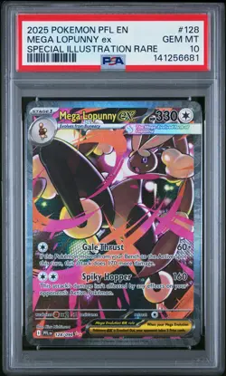 2025 POKEMON PFL SPECIAL ILLUSTRATION RARE #128 MEGA LOPUNNY EX PSA 10 - Image 1