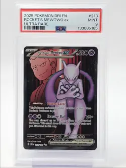 TEAM ROCKET'S MEWTWO EX 2025 POKEMON RIVALS ULTRA RARE 213/182 PSA 9 Q4023 - Image 1
