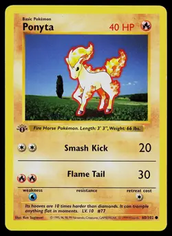 Pokemon Card - Ponyta 1st Edition Base Set Shadowless 60/102 - Image 1