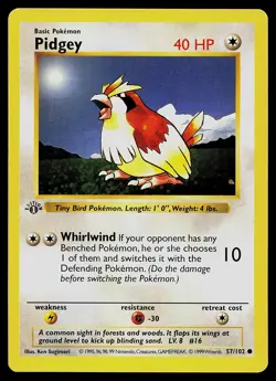 Pokemon Card - Pidgey 1st Edition Base Set Shadowless 57/102 - Image 1