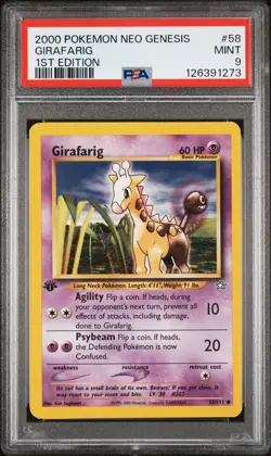2000 POKEMON NEO GENESIS 1ST ED #58 GIRAFARIG PSA 9 - Image 1