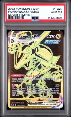 2022 POKEMON SWORD & SHIELD SILVER TEMPEST #TG29 FULL ART/RAYQUAZA VMAX PSA 10 - Image 1