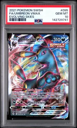2021 POKEMON SWORD & SHIELD EVOLVING SKIES #095 FULL ART/UMBREON VMAX PSA 10 - Image 1