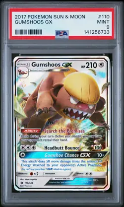 2017 POKEMON SUN & MOON #110 GUMSHOOS GX PSA 9 - Image 1
