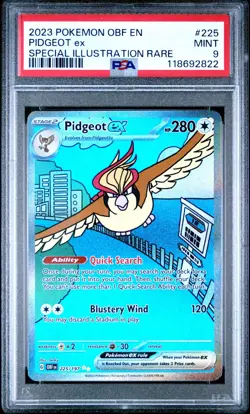 POKEMON 2023 PIDGEOT ex SPECIAL ILLUSTRATION RARE OBSIDIAN FLAMES #225 PSA 9 - Image 1
