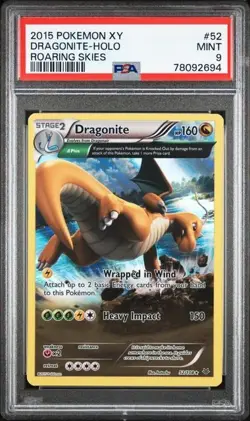 PSA 9 Dragonite #52 Holo XY Roaring Skies Pokemon 2015 - Image 1