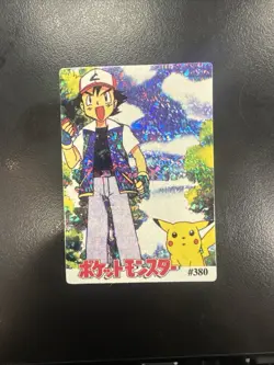 Pokemon Japanese Pocket Monsters Vending Vintage Prism Pikachu Ash 380/386 - NM - Image 1
