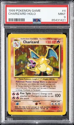 1999 POKEMON GAME #4 CHARIZARD-HOLO PSA 9 - Image 1