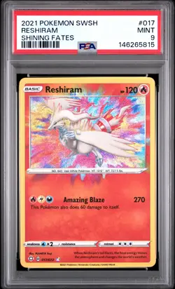 2021 POKEMON SWORD & SHIELD SHINING FATES #017 RESHIRAM PSA 9 - Image 1