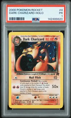 2000 POKEMON ROCKET #4 DARK CHARIZARD-HOLO PSA 1 - Image 1