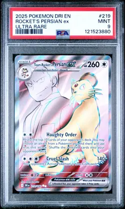 POKEMON 2025 ROCKET'S PERSIAN ex ULTRA RARE DESTINED RIVALS #219 PSA 9 - Image 1