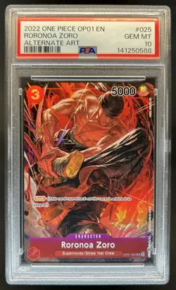 2022 One Piece Romance Dawn Roronoa Zoro Alternate Art #OP01-025 PSA 10 GEM MINT - Image 1