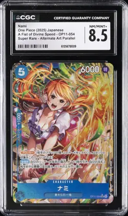 2025 ONE PIECE JAPANESE A FIST OF DIVINE SPEED ALT ART #OP11-054 NAMI CGC 8.5 - Image 1