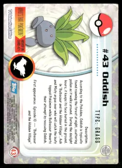 Pokemon Cards Oddish #43 Topps Trading Cards Series 1 MP *2 - Image 2