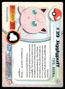 Pokemon Cards Jigglypuff #39 Topps Trading Cards Series 1 MP *2 - Image 2