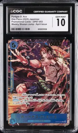 2025 ONE PIECE PROMO CARDS JAPANESE #OP07-053 PORTGAS D. ACE CGC 10 GEM MINT - Image 1