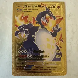 Pokemon Charizard VMAX 330hp Gigantamax Gold Foil Fan Art Collector Card TCG - Image 1