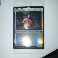 Magic: The Gathering Peter Parker M-004 SPM Legendary Holo Marvel 2025 promo - Image 1
