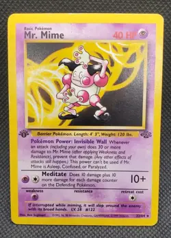 Pokemon Vintage Jungle Mr. Mime 1st Edition Rare English #22/64 LP 1999 - Image 1