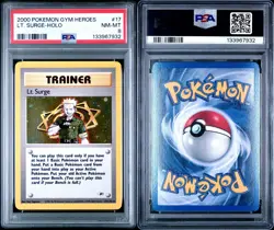 1999 Pokemon TCG Gym Heroes Lieutenant Surge Holo #17 PSA 8 Near Mint - Image 2