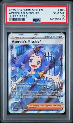 2025 POKEMON MEG EN-MEGA EVOLUTION ULTRA RARE #165 ACEROLA'S MISCHIEF PSA 10 - Image 1