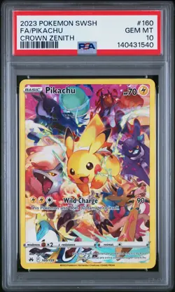 2023 Pokemon Sword & Shield SWSH Full Art Pikachu Crown Zenith #160 PSA 10 Gem - Image 1