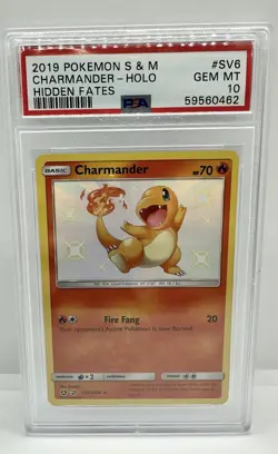 2019 POKEMON SUN & MOON HIDDEN FATES #SV6 CHARMANDER-HOLO PSA 10 - Image 1