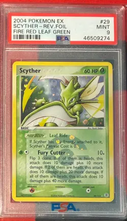 2004 POKEMON EX FIRE RED & LEAF GREEN #29 SCYTHER-REVERSE FOIL PSA 9 - Image 1