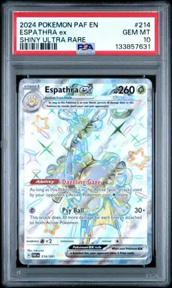 2024 POKEMON PAF EN-PALDEAN FATES SHINY ULTRA RARE #214 ESPATHRA EX PSA 10 - Image 1