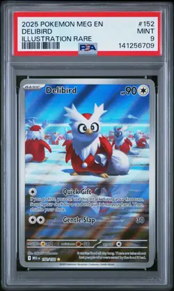 2025 POKEMON MEG EN-MEGA EVOLUTION ILLUSTRATION RARE #152 DELIBIRD PSA 9 - Image 1