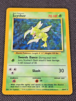 1999 Pokemon Scyther 10/64 Holo No Symbol ERROR*Lightly Played -- H6 - Image 1
