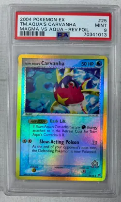Team Aqua's Carvanha 25/95 EX Team Magma vs Team Aqua Reverse Holo PSA 9 Pokemon - Image 1